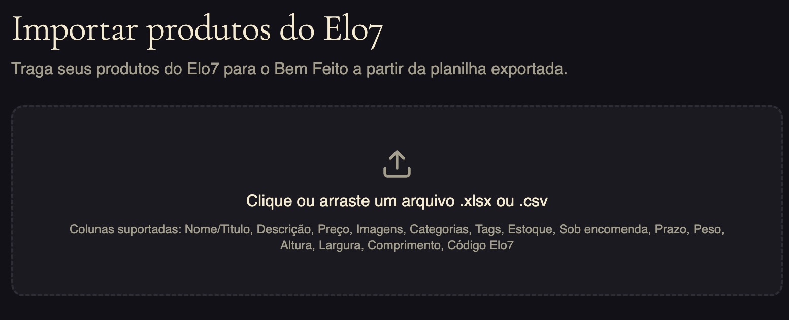 Área de upload da planilha