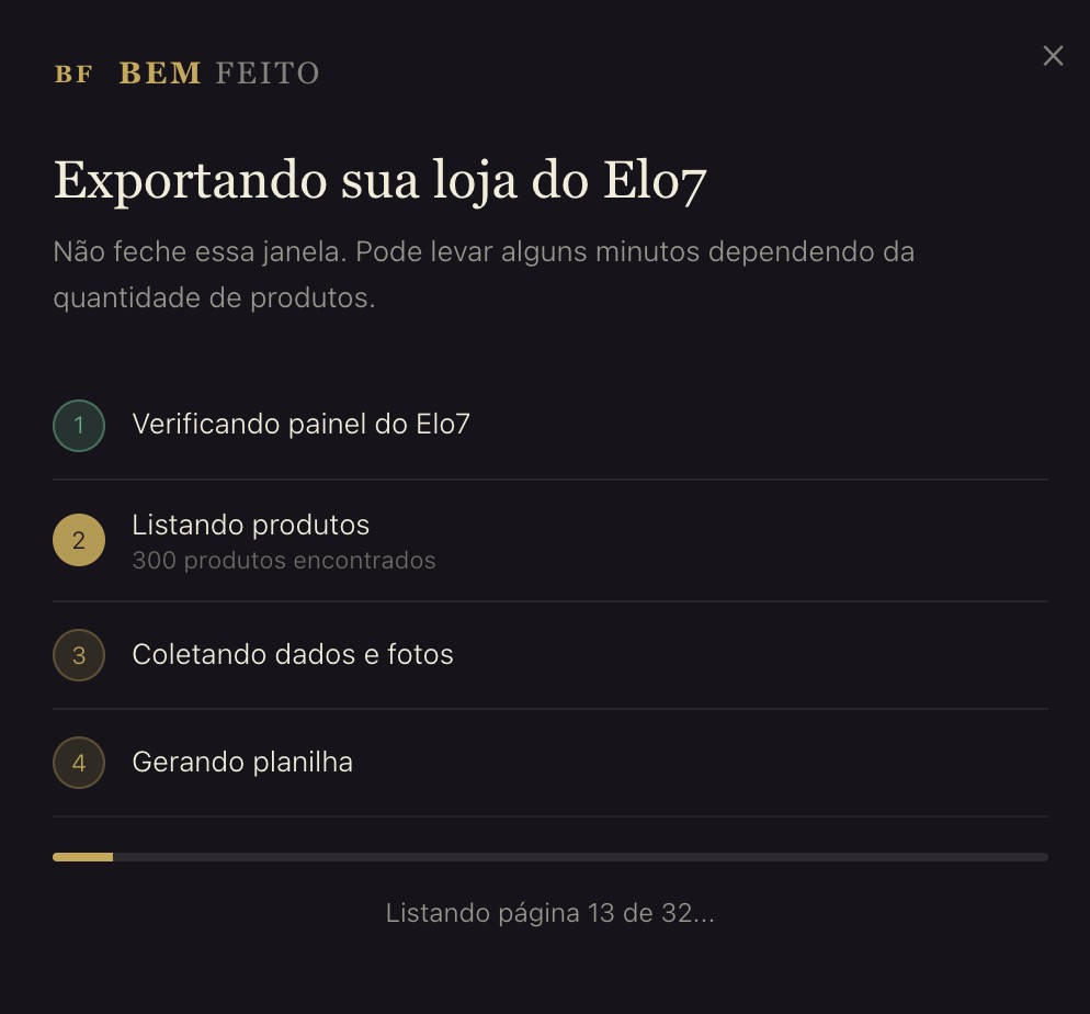 Tela de acompanhamento do download